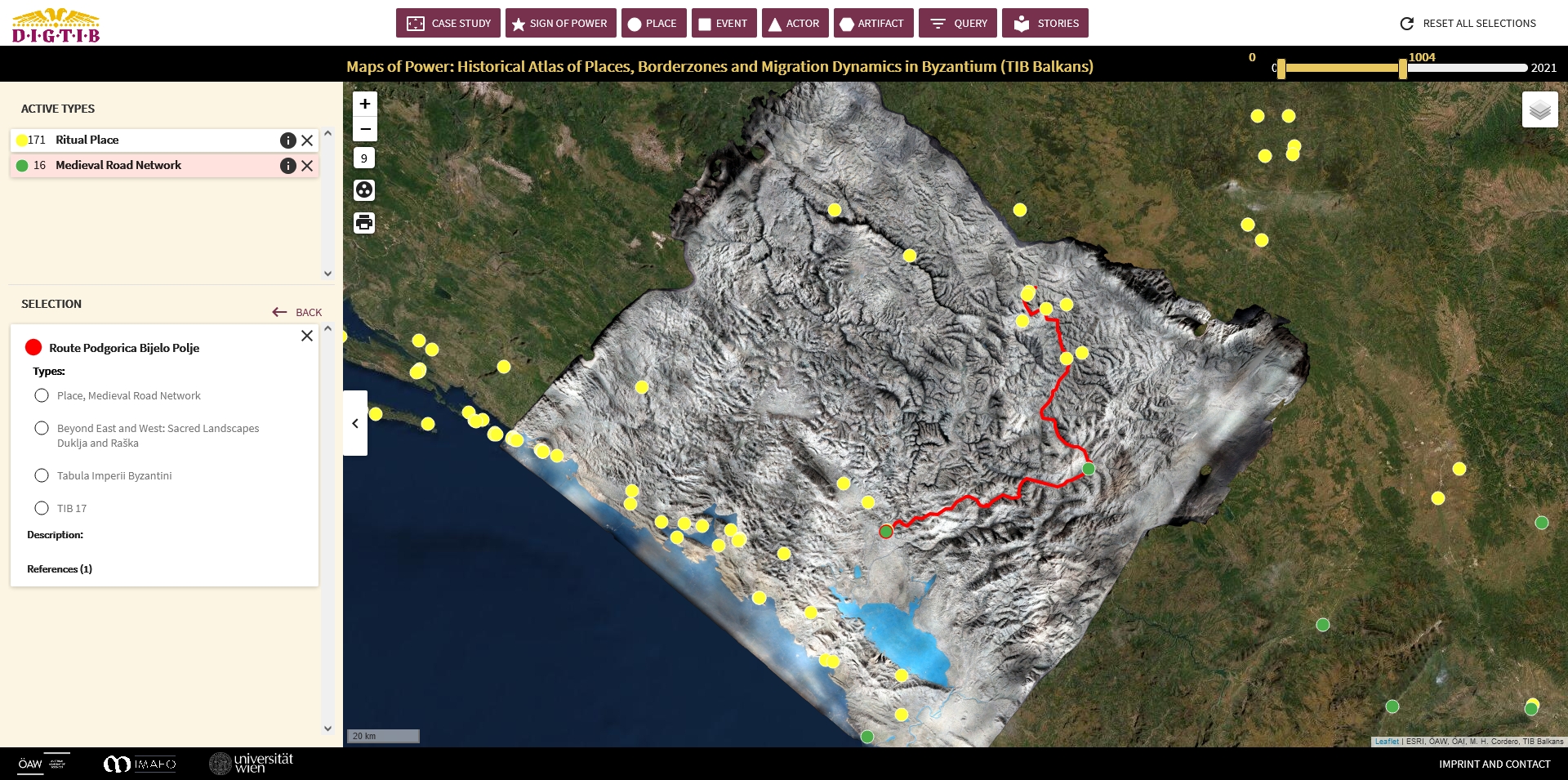 Das 3D Modell der Reliefkarte Montenegros als Layer in der Web Applikation „Maps of Power“